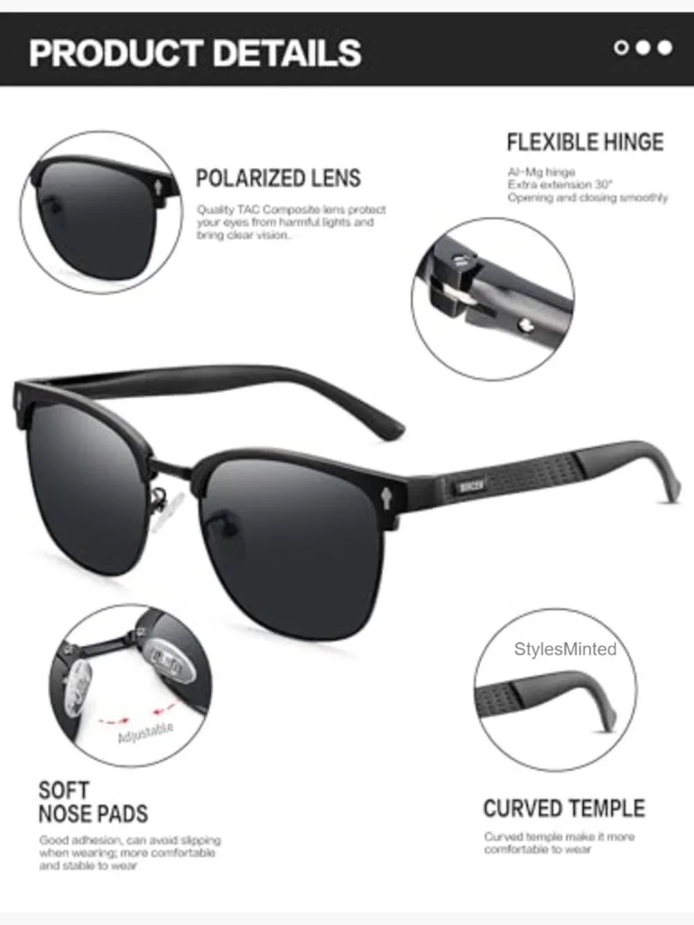 Mens Polarized Sunglasses Al-Mg Metal UV Protection Square Shades Driving